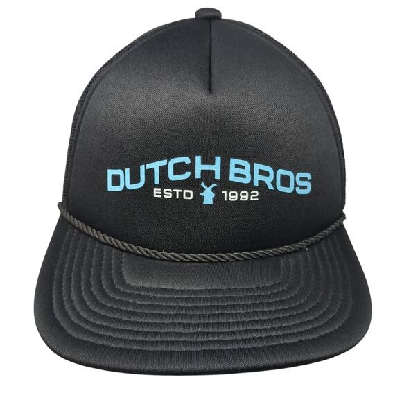 Dutch Bros Slideback Trucker Hat Black One Size Adjustable Mesh Back Rope - Picture 1 of 9